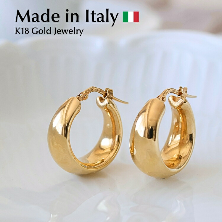 楽天市場】フープ ピアス k18 イタリアンジュエリー フープピアス