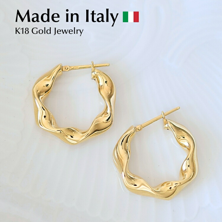 楽天市場】フープ ピアス k18 イタリアンジュエリー ゴールド ピアス