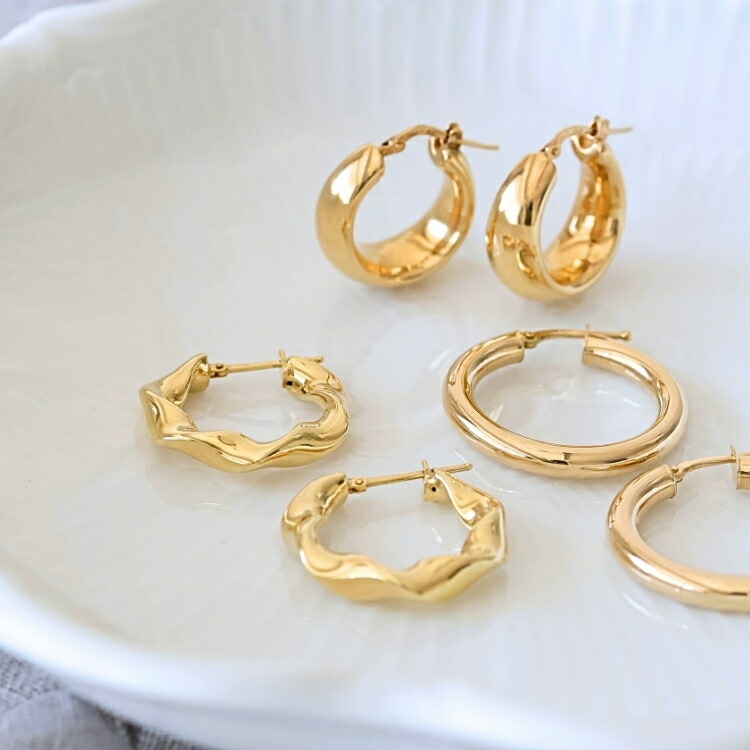 楽天市場】フープ ピアス k18 イタリアンジュエリー フープピアス