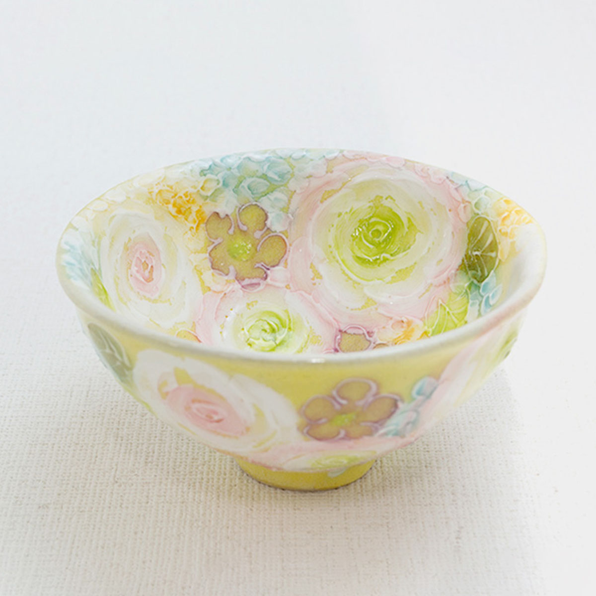 楽天市場】工房ゆずりは 飯碗 黄彩バラ紋 陶器 飯碗プレゼント 飯碗