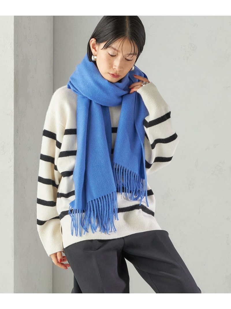 極美品✨シップス ピュアカシミヤ100% マフラー チェック ブルー SHIPS