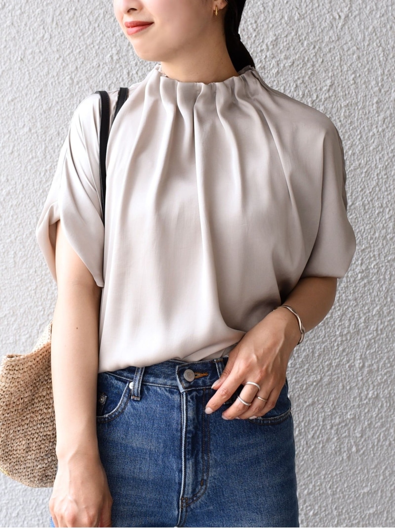 楽天市場】【SALE／40%OFF】＜手洗い可能＞ネック ギャザー ソリッド