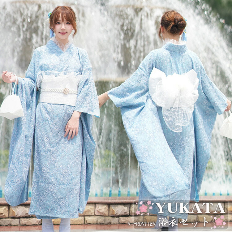 楽天市場】レース浴衣 ブルー 高校生 可愛い 浴衣 中学生 大人