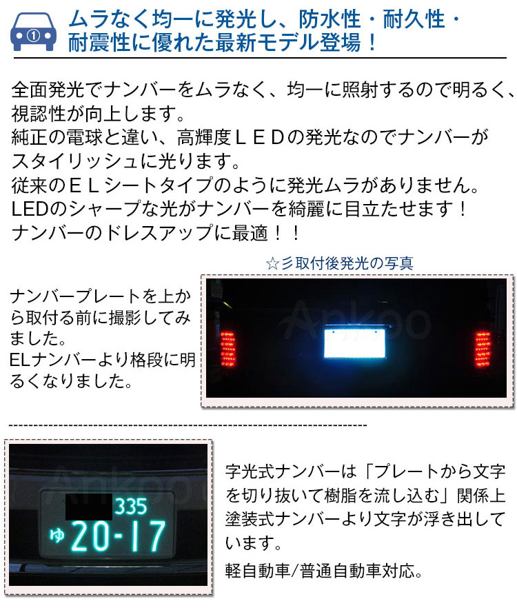 楽天市場】今だけ!!12%OFFクーポン☆LED ナンバープレート 2枚set IP68