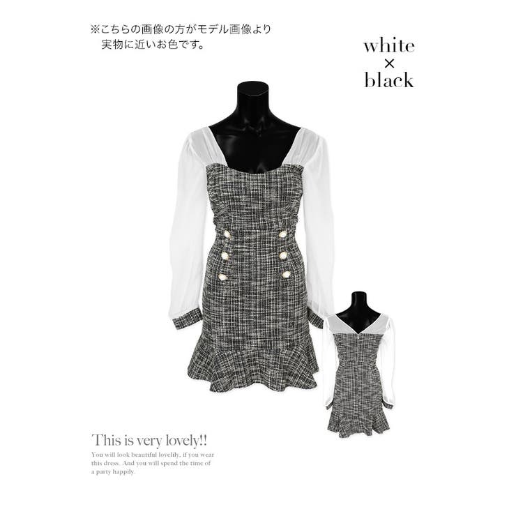 楽天市場】Tika シアースリーブ×裾フリルツイードタイトミニドレス