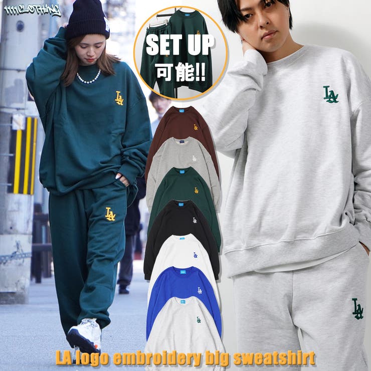 楽天市場】ONE 4 PREMIUM LA ロゴ刺繍 ルーズ スウェット メンズ