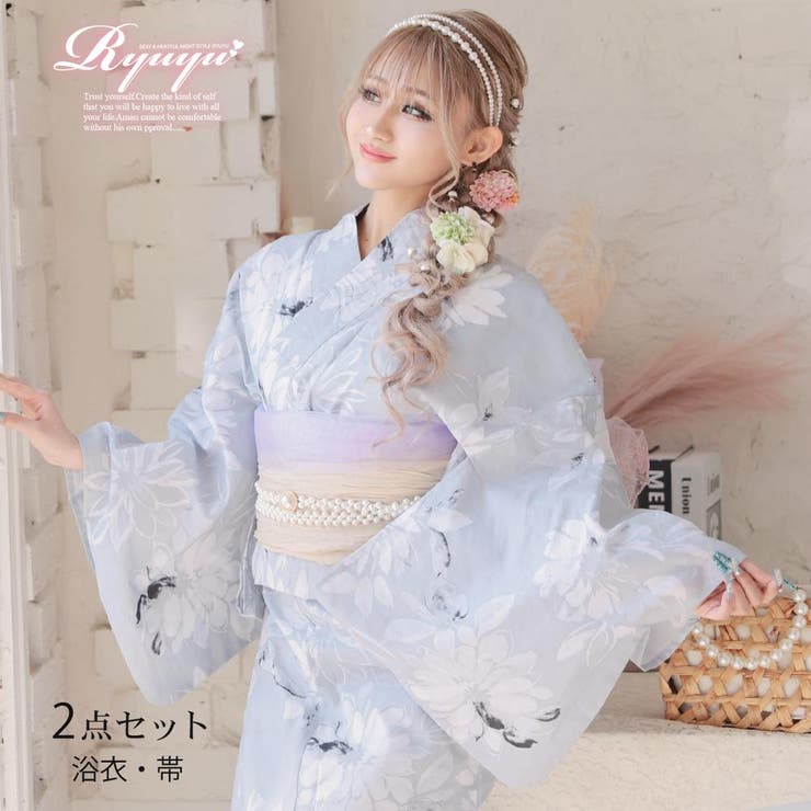 楽天市場】Ryuyu 浴衣 花柄 小花柄 くすみカラー 大人かわいい ギャル