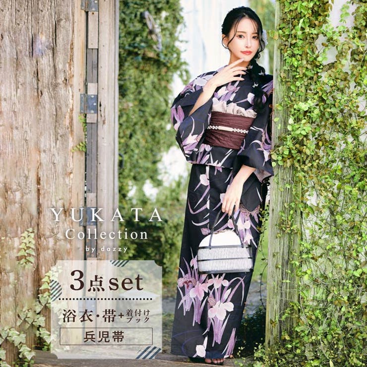 楽天市場】Dazzy [3点SET]流水紋 × 菖蒲柄 浴衣【2024年新作/YUKATA by