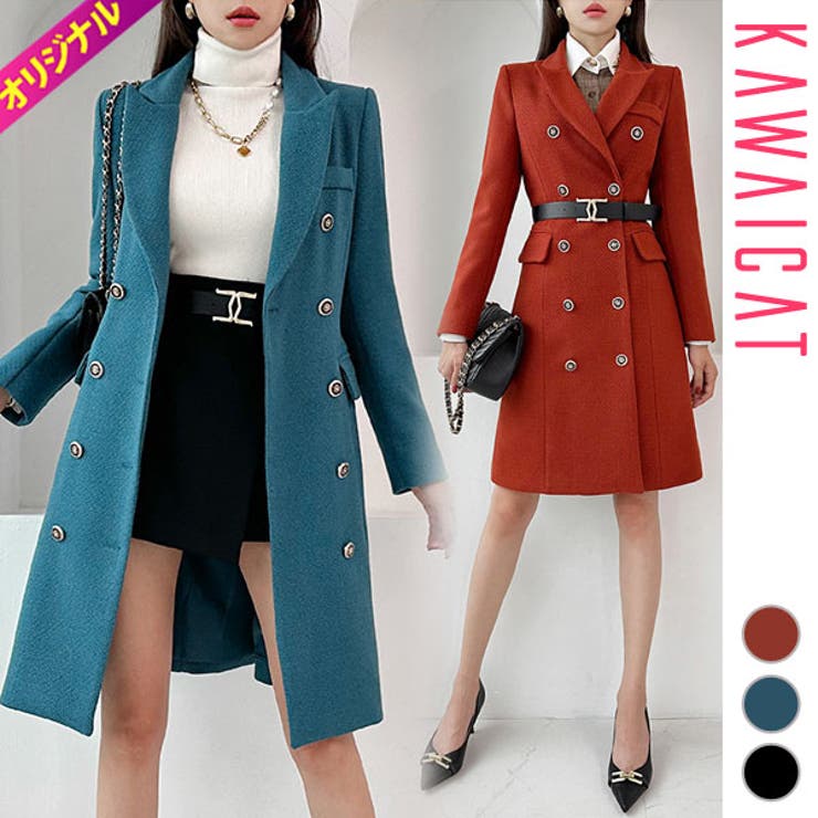 楽天市場】KawaiCat コート ワンピース レディース 長袖 ダブルボタン