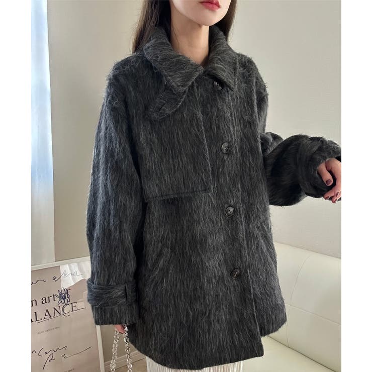 楽天市場】LAUIR ボリュームスリーブシャギーステンカラーコート