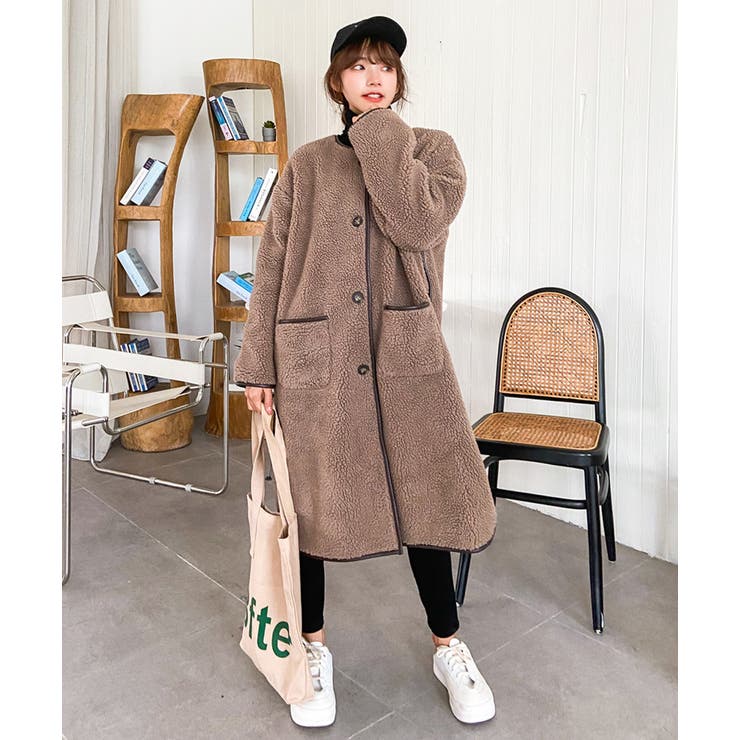 楽天市場】ad thie 合皮パイピングボアコート ファーコート パイピング