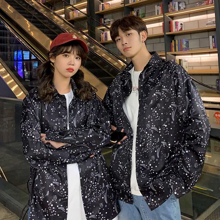 楽天市場】Decorative 柄シャツ 星柄 ブラック 黒 流れ星 オーバー