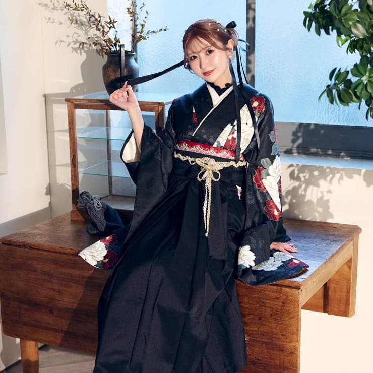 楽天市場】Dazzy [3点SET]漆黒紅牡丹柄二尺袖・袴 浴衣・着物 : SHOPLIST