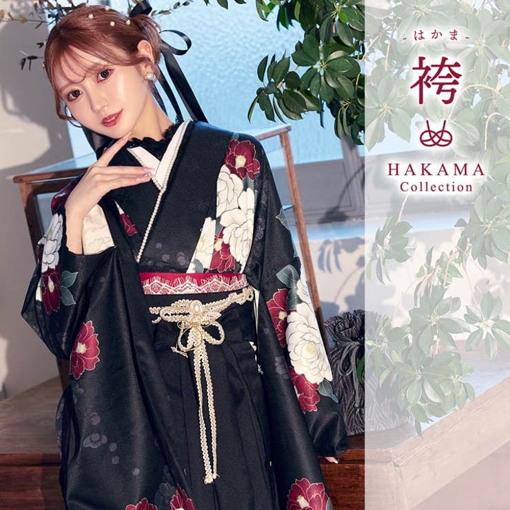 楽天市場】Dazzy [3点SET]漆黒紅牡丹柄二尺袖・袴 浴衣・着物 : SHOPLIST