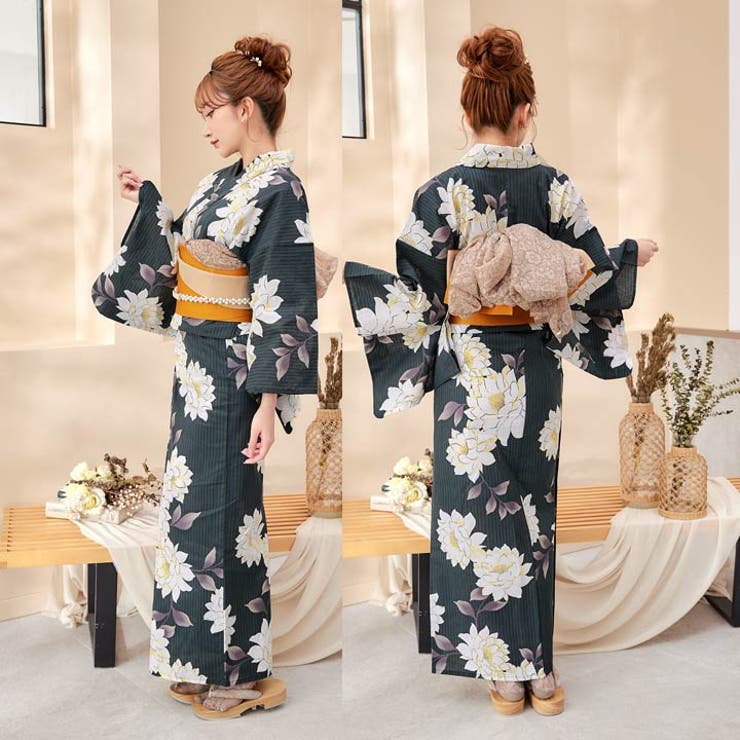 楽天市場】Dazzy [3点SET]縦縞 × 牡丹柄 浴衣【2024年新作/YUKATA by