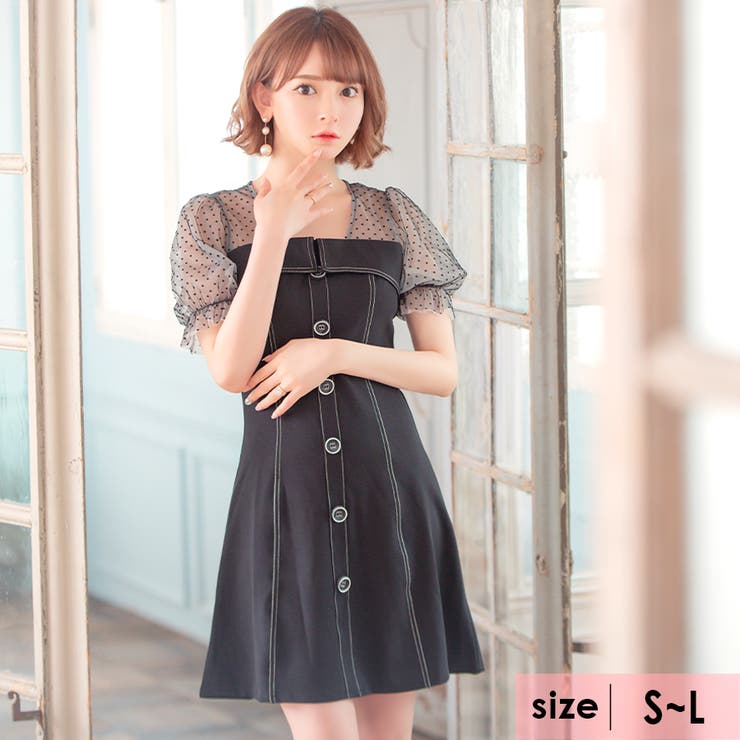 楽天市場】Tika ドットシアースリーブブラックデニム風Aラインミニ