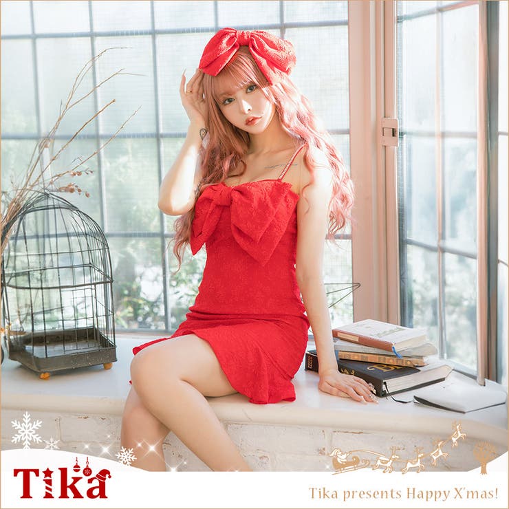 楽天市場】Tika ビッグリボンモチーフショルダービジューミニドレス