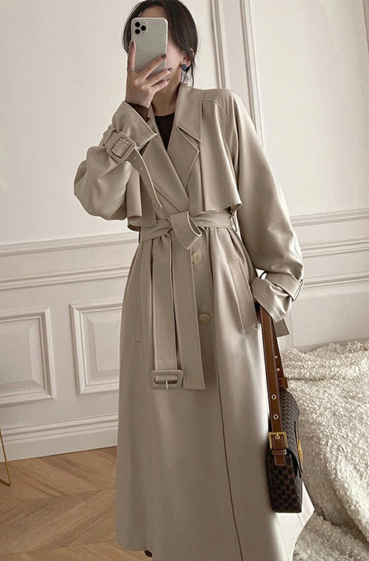 楽天市場】トレンチコート ベルト付き スリーブダブルトレンチコート