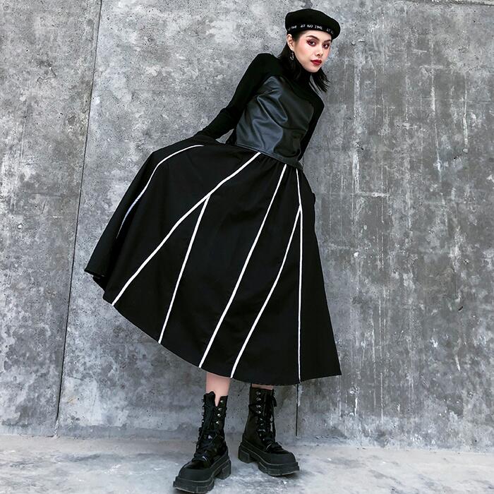 楽天市場】サイドステッチ アシンメトリー ロングスカート レディース