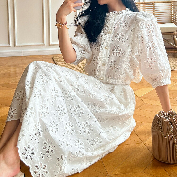 楽天市場】セットアップ 2点セット 刺繍 花柄 スカートセット