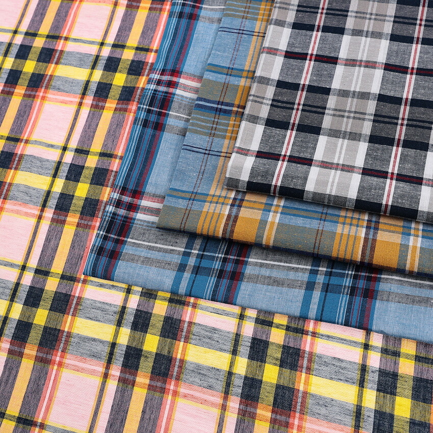 楽天市場】綿麻ラミー マドラスチェック 50cm単位｜切売り 切り売り