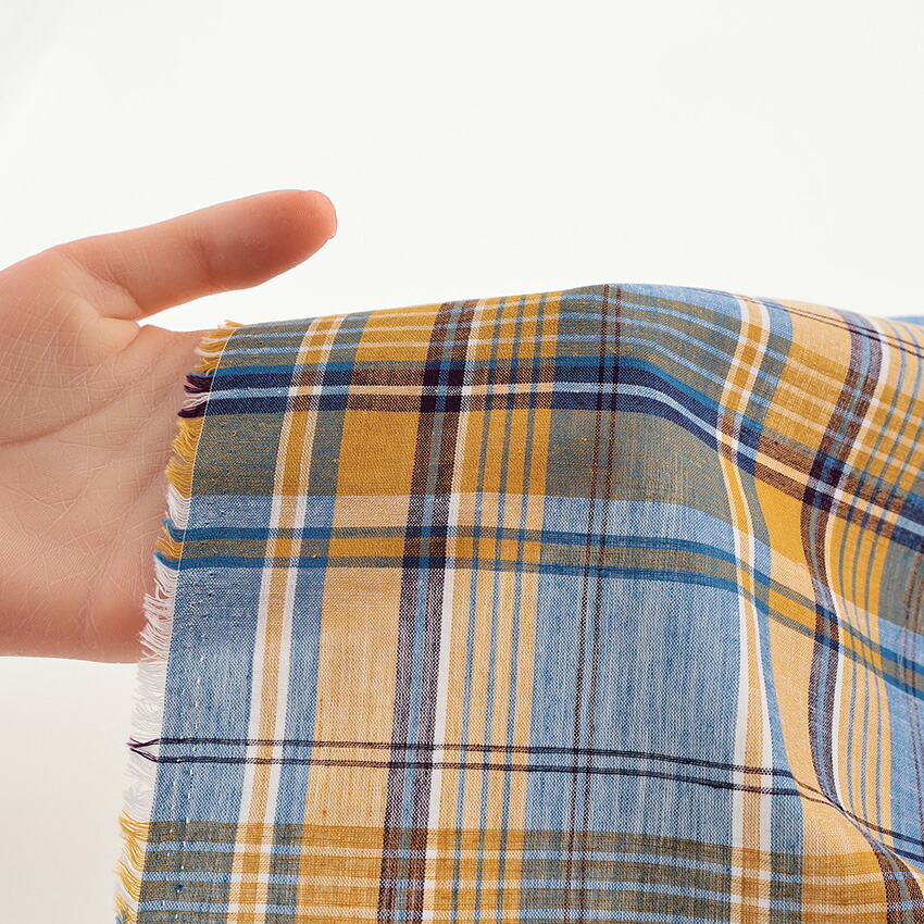 楽天市場】綿麻ラミー マドラスチェック 50cm単位｜切売り 切り売り