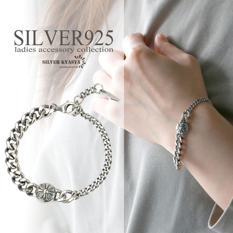 楽天市場】シルバー925 喜平チェーンブレスレット クロス フローラル