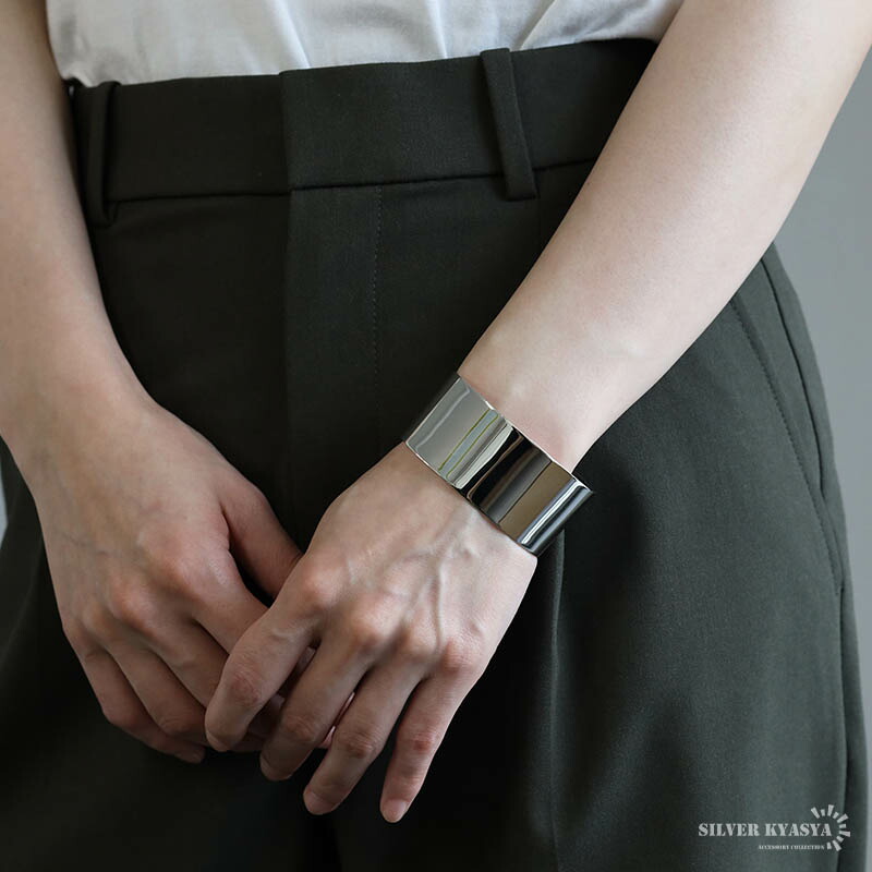 楽天市場】プレーンバングル ワイドバングル シルバー925 鏡面