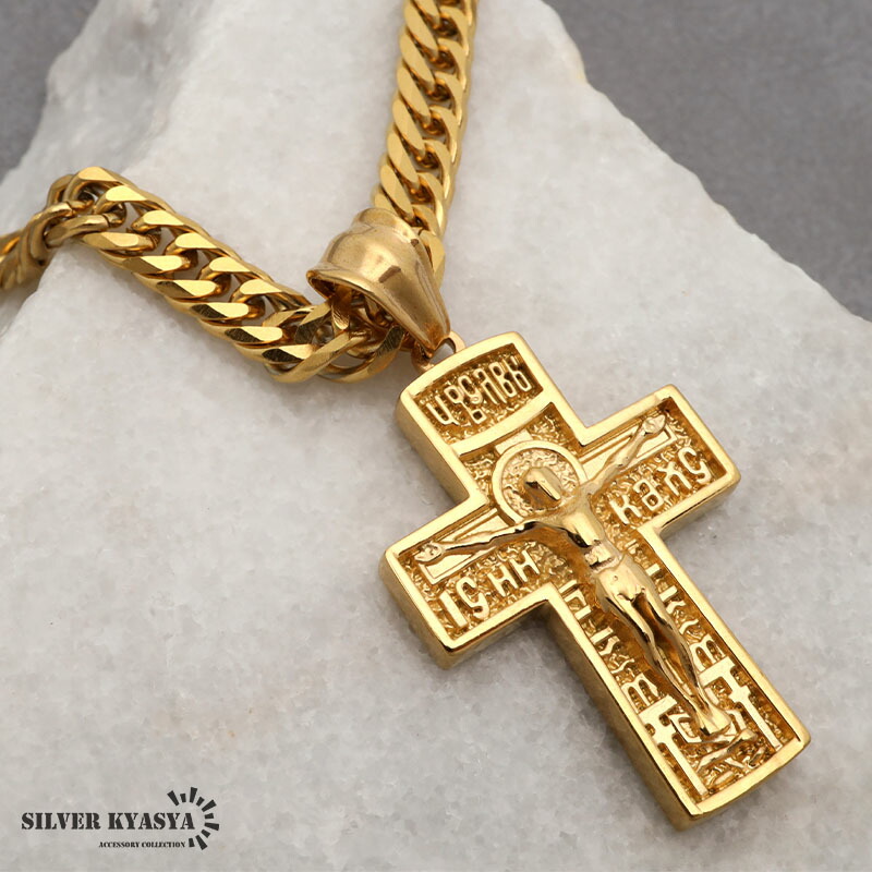 楽天市場】ステンレス HIPHOPネックレス ゴールド 6面カットダブル喜平