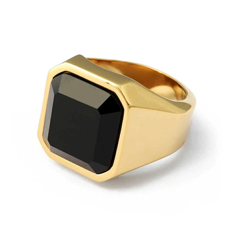 楽天市場】STAINLESS 大粒 ブラック オニキス 印台リング 指輪