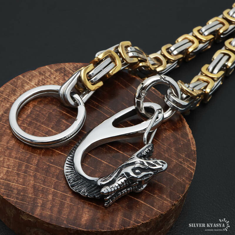 楽天市場】ステンレス ドラゴン 極太 ウォレットチェーン ビザンチン
