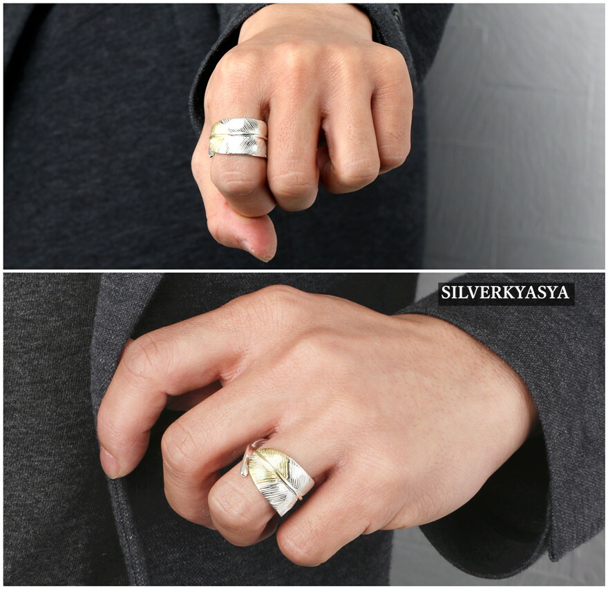 楽天市場】シルバー925 特大先金フェザーリング シルバー 羽根 リング