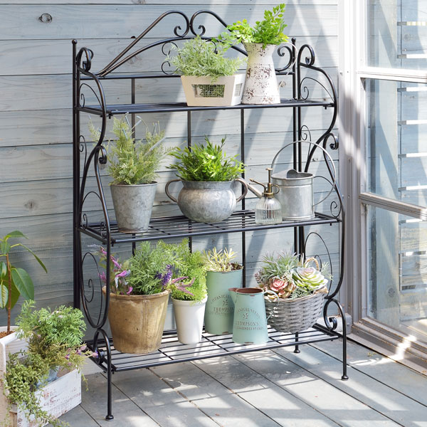 楽天市場】ガーデンラック 横型 3段 アイボリー ブラック おしゃれ