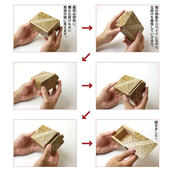 楽天市場】【送料無料】仕掛けで開く からくり箱 箱根 寄木細工 秘密箱