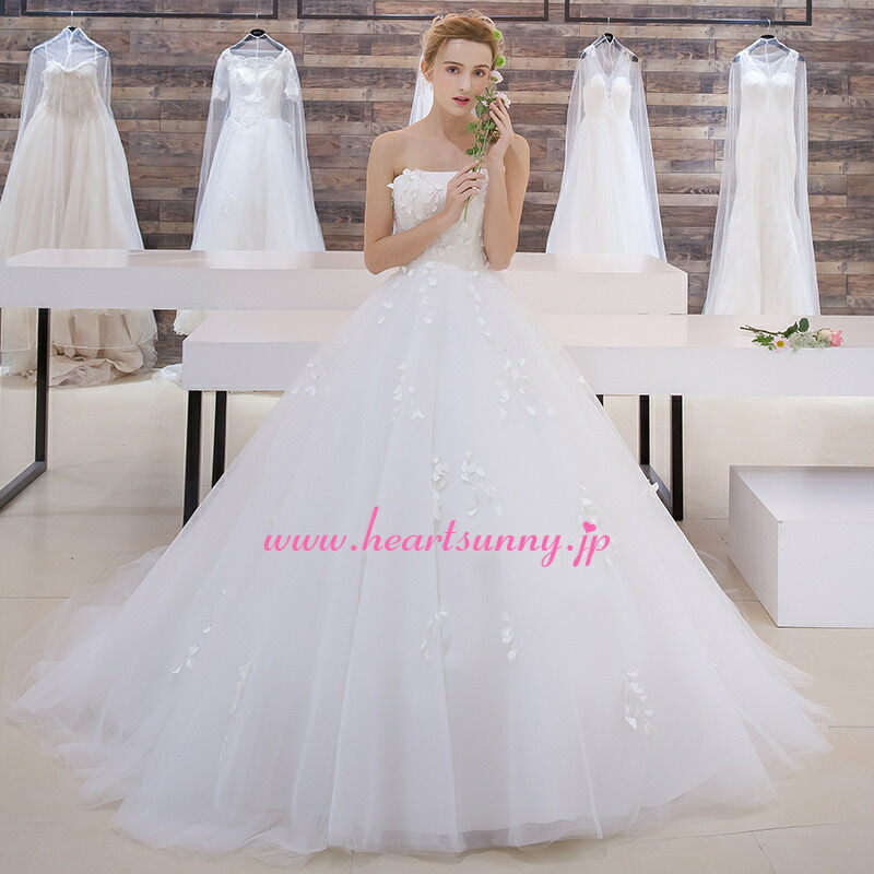 楽天市場】ウェディングドレス Aライン☆B127☆ボートネックビスチェ