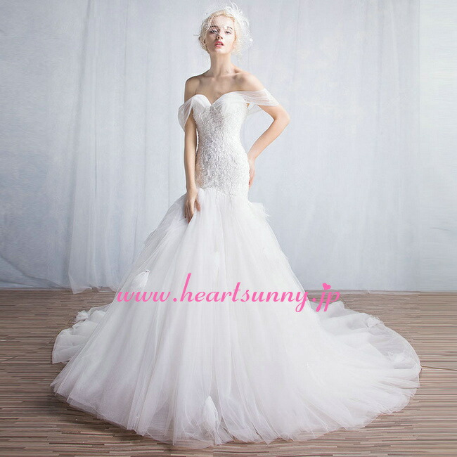 楽天市場】ウェディングドレス マーメイド☆B241☆Vネックオーガンジー