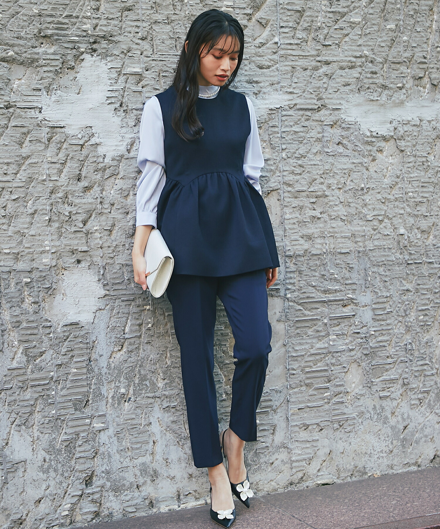 楽天市場】2WAY ペプラム ベスト ＆ テーパードパンツ セットアップ