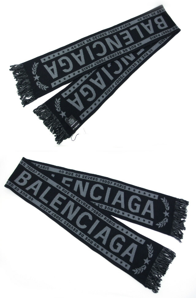 楽天市場】バレンシアガ フットボールスカーフ ロゴマフラー ブラック