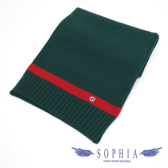 楽天市場】グッチ ニットマフラー GGロゴ グリーンxレッド【未使用品