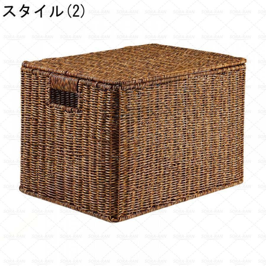 楽天市場】収納ボックス 収納かご 蓋付き収納バスケット 籐 浅型収納