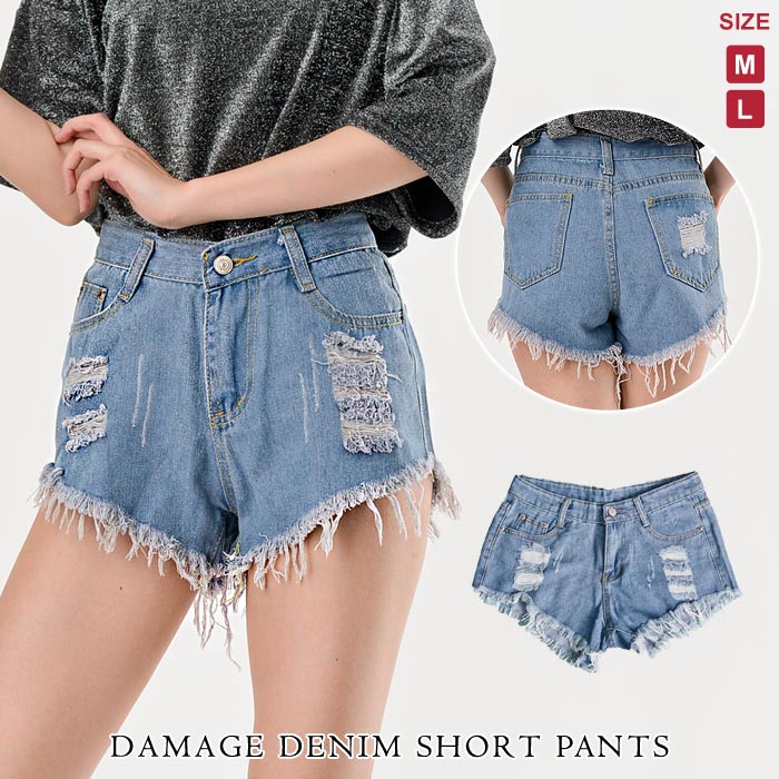 楽天市場】デニム レディース ショートパンツ ダメージ 短パン パンツ