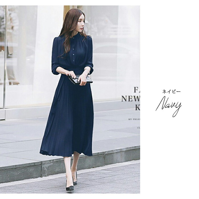 楽天市場】ワンピース レディース 秋 冬 秋冬 黒 プリーツワンピース