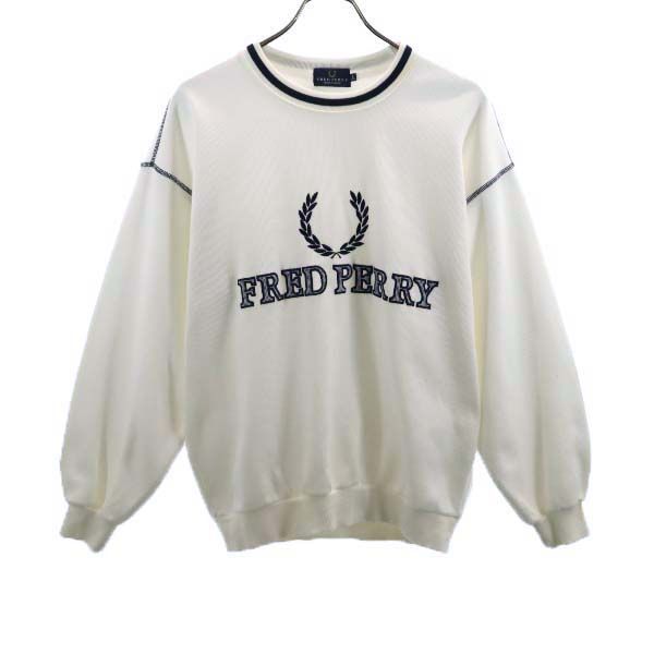 楽天市場】フレッドペリー ロゴ刺繍 スウェット L 白 FRED PERRY 長袖