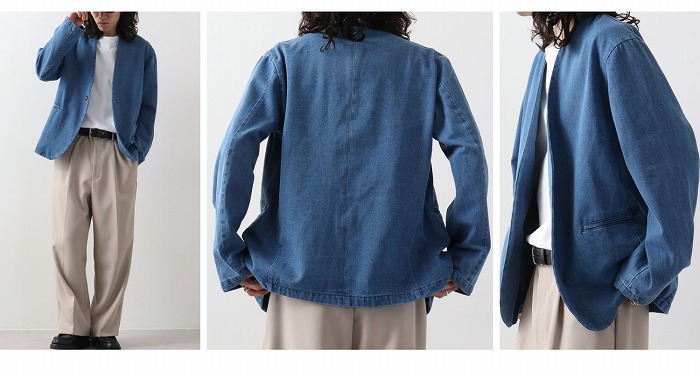 楽天市場】テーラードジャケット デニム デニムジャケット ノーカラー