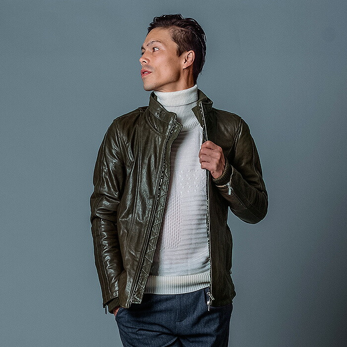 極美品】 CALIBRO12 レザージャケット 46 カーキ 1945ca 極美品