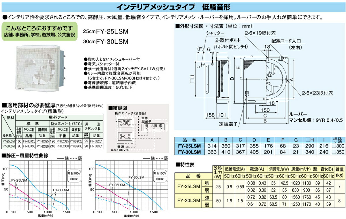 楽天市場】パナソニック 有圧 換気扇 FY-30LSM 羽30cm/埋込35cm 低騒音