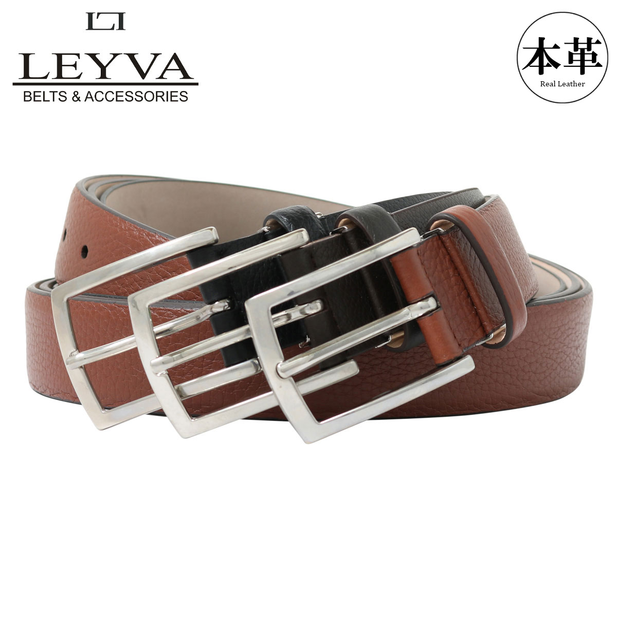 楽天市場】レイバ ベルト メンズ 11324 LEYVA 本革 レザー ピン式[PO10
