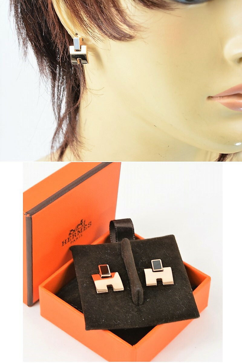 楽天市場】エルメス アイリーン ピアス ピンクゴールド 黒【美品