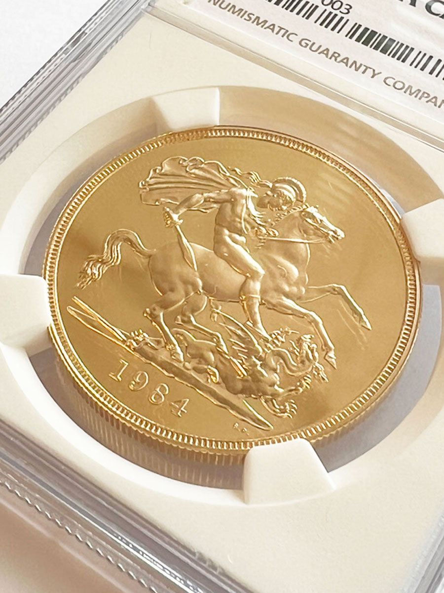 楽天市場】1984年 エリザベス女王ソブリン金貨 5ポンド PF70UC /NGC-9