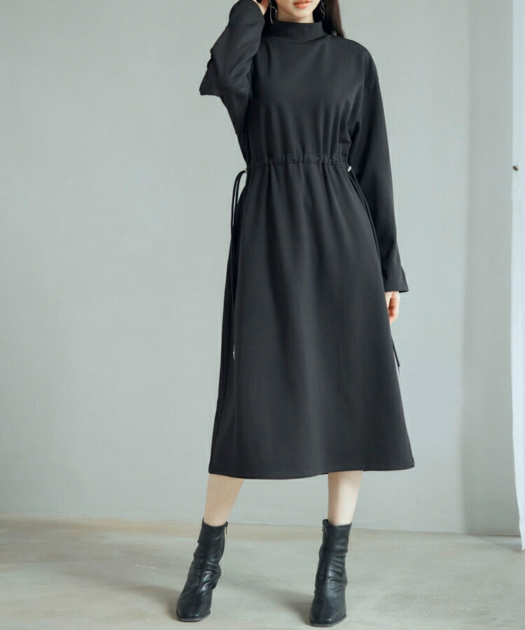 楽天市場】ワンピース レディース 裏起毛 ミモレ丈 プチハイネック